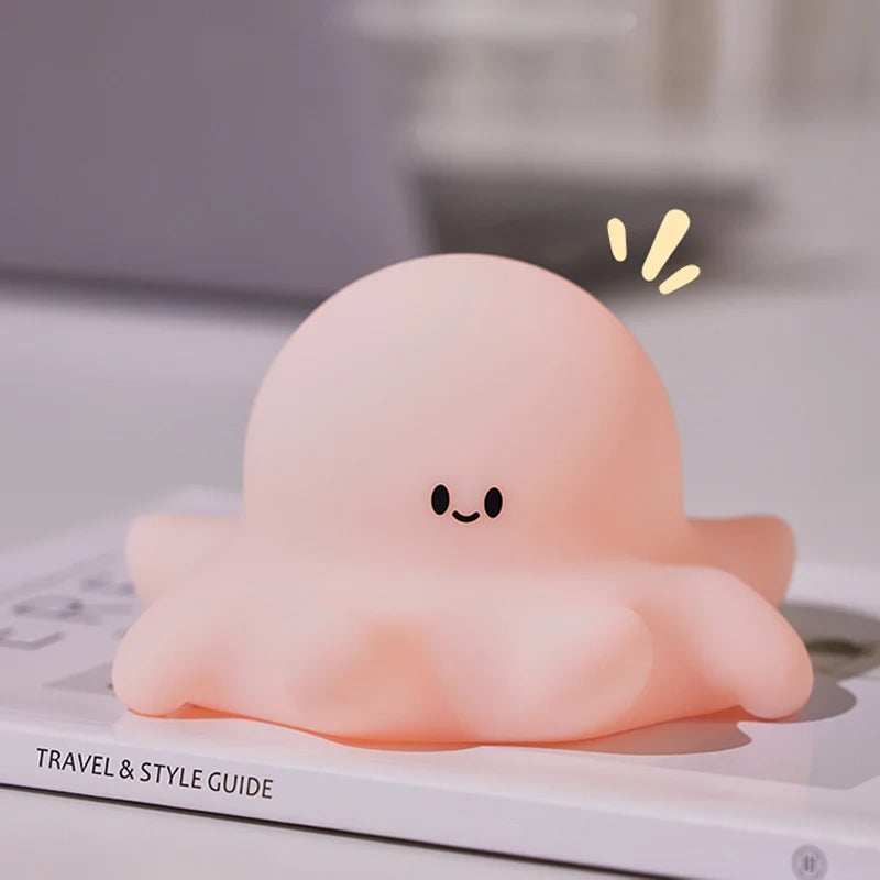Octopus Night Light Squidward Cartoon Silicone Night Light Rechargeable Interior Decoration Ambient Lamp Children Birthday Gift